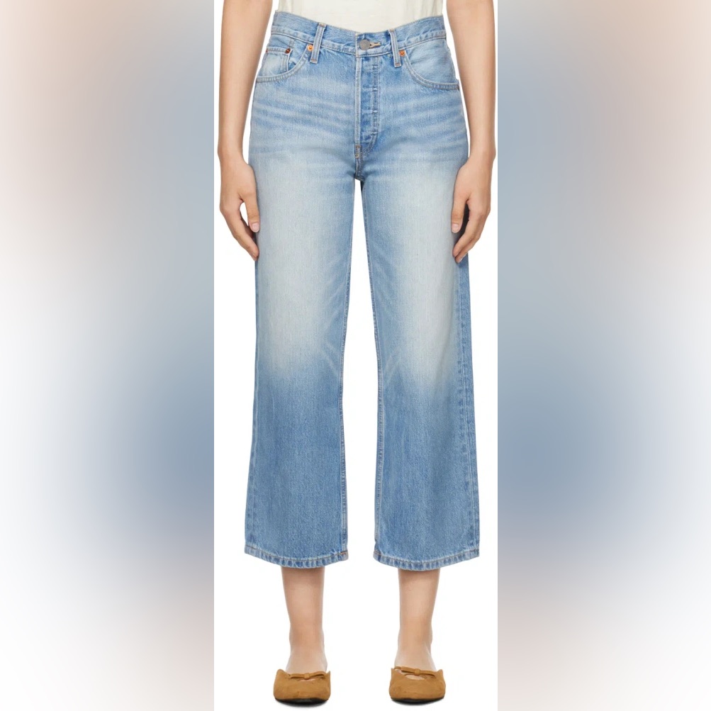 Re/Done Loose Mid-Rise Cropped Straight Jeans Euc 24